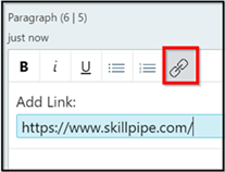 Skillpipe Insert hyperlink Insert into the Add link box Skillpipe Insert hyperlink Insert into the Add link box