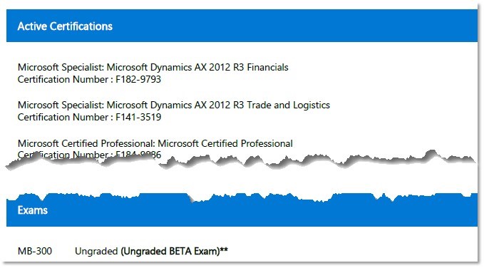 Microsoft Transcript example AX 2012 MB 300 Microsoft Transcript example AX 2012 MB 300